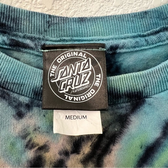 Santa Cruz Tie Dye Spiral Strip Hand T-Shirt in Dark Rainbow- Size Medium - Picture 11 of 13